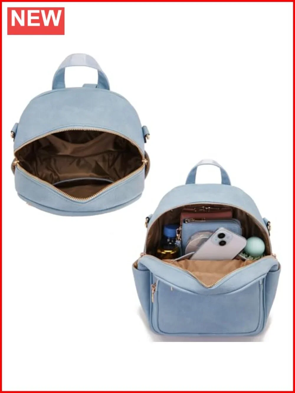 Small Faux Leather Backpack Purse for Women with Wallet